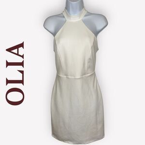 OLIA Gorgeous White Open Back Bodycon‎ Dress EUC Size Small